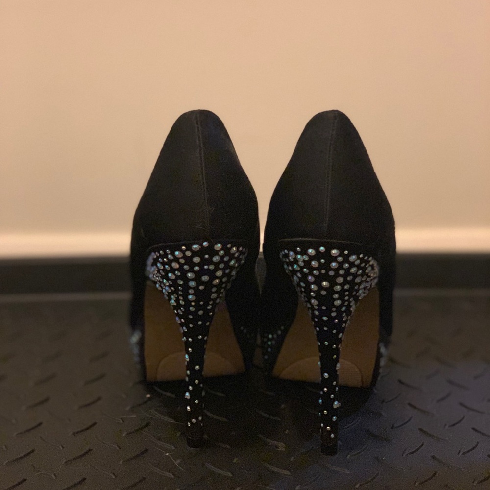 Black Satin Peep toe heel